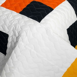 Blancho Bedding [Tetris - D] Vermicelli-Quilted Patchwork Geometric Quilt Set Full/Queen