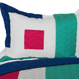 Blancho Bedding [The Cross Of Life] Vermicelli-Quilted Patchwork Geometric Quilt Set Full/Queen