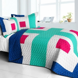 blancho bedding [The Cross of Life] Vermicelli-Quilted Patchwork Geometric Quilt Set Full/Queen