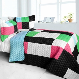 blancho bedding [Throb of Encounters] 3PC Vermicelli - Quilted Patchwork Quilt Set (Full/Queen Size)