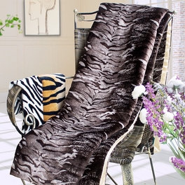 blancho bedding [Tiger Brown] Micro Mink Fur Throw Blanket w/ 14.5 OZ filling (50 by 70 inches)