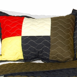 Blancho Bedding [Time And Tide] 3PC Vermicelli-Quilted Patchwork Quilt Set (Full/Queen Size)