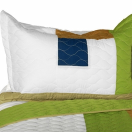 Blancho Bedding [Timeless - A] Vermicelli-Quilted Patchwork Geometric Quilt Set Full/Queen