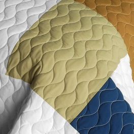 Blancho Bedding [Timeless - A] Vermicelli-Quilted Patchwork Geometric Quilt Set Full/Queen