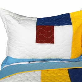Blancho Bedding [Timeless - B] Vermicelli-Quilted Patchwork Geometric Quilt Set Full/Queen