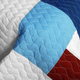 Blancho Bedding [Timeless - B] Vermicelli-Quilted Patchwork Geometric Quilt Set Full/Queen