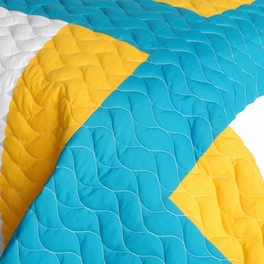 Blancho Bedding [Tower Vienna] Vermicelli-Quilted Patchwork Geometric Quilt Set Full/Queen
