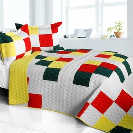 blancho bedding [Toy Paradise ] 3PC Vermicelli-Quilted Patchwork Quilt Set (Full/Queen Size)
