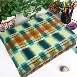 Blancho Bedding [Trendy Plaids - Blue/Green/Yellow] Soft Coral Fleece Throw Blanket (71 By 79 Inches)