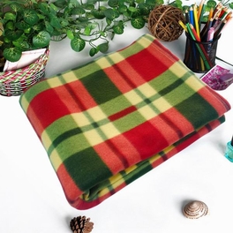 Blancho Bedding [Trendy Plaids - Red/Green/Yellow] Soft Coral Fleece Throw Blanket (71 By 79 Inches)
