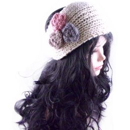 blancho bedding Tricolor Flowers Cream Crochet Women Warm Headband/Headwear/Head Warp