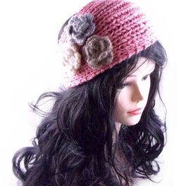 blancho bedding Tricolor Flowers Pink Women Crochet Warm Headband/Headwear/Hair Accessory