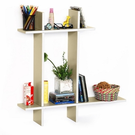 blancho bedding Trista - [Brief & Elegance-B] Leather Cross Type Shelve / Book Shelve / Floating Shelve (4 pcs)