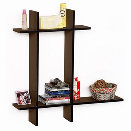 blancho bedding Trista - [Light Coffee-B] Leather Cross Type Shelve / Book Shelve / Floating Shelve (4 pcs)