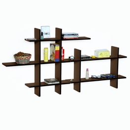 Blancho Bedding Trista - [Light Coffee-MEGA] Leather Cross Type Shelf / Bookshelf / Floating Shelf (9 Pcs)