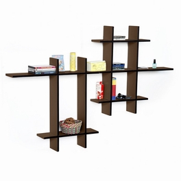 blancho bedding Trista - [Light Coffee-MEGA] Leather Cross Type Shelf / Bookshelf / Floating Shelf (9 pcs)