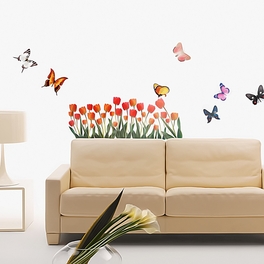 blancho bedding Tulip & Butterfly - Wall Decals Stickers Appliques Home Decor