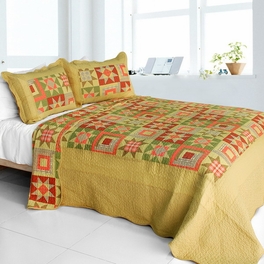 blancho bedding [Twilight Time] Cotton 3PC Vermicelli-Quilted Printed Quilt Set (Full/Queen Size)