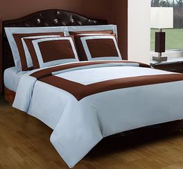blancho bedding TWIN Blue/Chocolate Hotel 3-PC Duvet cover set