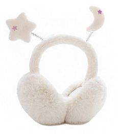 blancho bedding Unisex Winter Earmuffs Cute Ear Warmers for Women Plush Earmuffs star moon white
