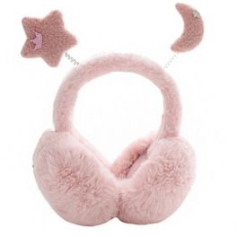 blancho bedding Unisex Winter Earmuffs Cute Ear Warmers for Women Plush Earmuffs star moon pink
