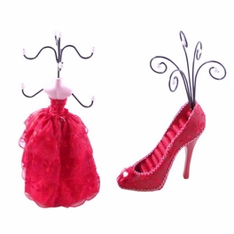 Blancho Bedding [Vanessa] Jewelry Display Holder Stand Combo Red