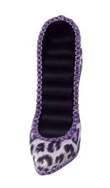 blancho bedding Veromca - B Leopard Print High-heel Shoes Ring Jewelry Display Holder Stand Rack - Purple