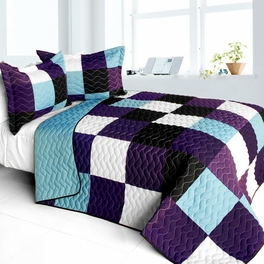 blancho bedding [Voilet Diamonds] 3PC Vermicelli - Quilted Patchwork Quilt Set (Full/Queen Size)