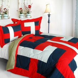 blancho bedding [Warm Cabin] Quilted Patchwork Down Alternative Comforter Set (Twin Size)