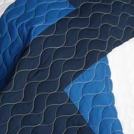 Blancho Bedding [Waves Axero] Vermicelli-Quilted Patchwork Geometric Quilt Set Full/Queen