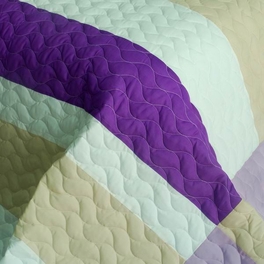 Blancho Bedding [Waves Of Rays ] 3PC Vermicelli-Quilted Patchwork Quilt Set (Full/Queen Size)