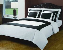 blancho bedding White & Black Hotel Down Alternative Bed in a bag(Full)