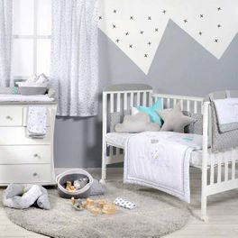 blancho bedding [White Dumbo]Crib Bedding Set (3PC Bedding Set + 1 x Hamper)