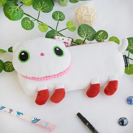 blancho bedding [White Kitty] Large Plush Gadget Pencil Pouch Bag / Cosmetic Bag / Carrying Case (7.9*3.1*1.5)