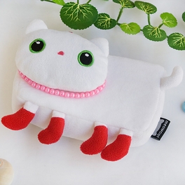 Blancho Bedding [White Kitty] Medium Plush Gadget Cosmetic Bag / Camera Bag / Hand Purse Wallet (6.1*3.5*1.5)