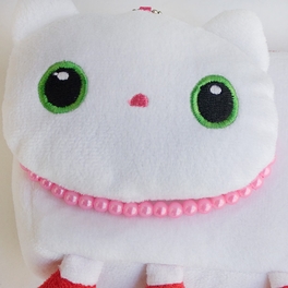 Blancho Bedding [White Kitty] Medium Plush Gadget Cosmetic Bag / Camera Bag / Hand Purse Wallet (6.1*3.5*1.5)