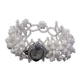 blancho bedding White Opal Crystals Small White Beads High-class Diamond Quartz Watch Bracelet Stylish