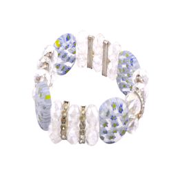 blancho bedding White Polished Stones Clear Faceted Crystals Diamond Rings Bracelet Stretchable Stylish