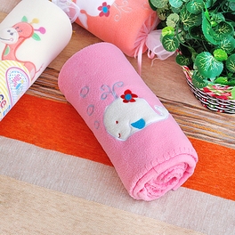 blancho bedding [White Whale - Pink] Embroidered Applique Coral Fleece Baby Throw Blanket (29.5 by 39.4 inches)