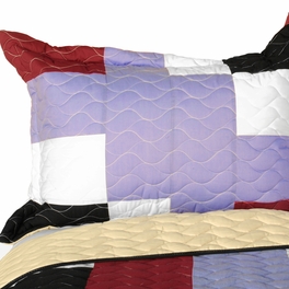 Blancho Bedding [Wind Castle] 3PC Vermicelli-Quilted Patchwork Quilt Set (Full/Queen Size)