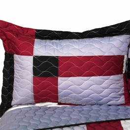 Blancho Bedding [Wine Field] 3PC Vermicelli - Quilted Patchwork Quilt Set (Full/Queen Size)
