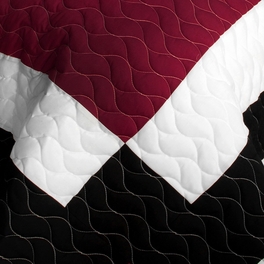 Blancho Bedding [Wine Field] 3PC Vermicelli - Quilted Patchwork Quilt Set (Full/Queen Size)