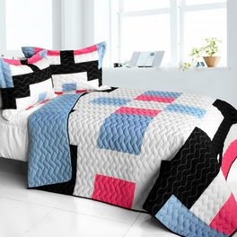 blancho bedding [Wonderful Date Day] 3PC Vermicelli - Quilted Patchwork Quilt Set (Full/Queen Size)