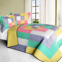 blancho bedding [Wonderland] 3PC Vermicelli - Quilted Patchwork Quilt Set (Full/Queen Size)