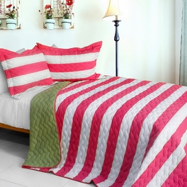 blancho bedding [Wonderland Secret] 3PC Vermicelli-Quilted Patchwork Quilt Set (Full/Queen Size)