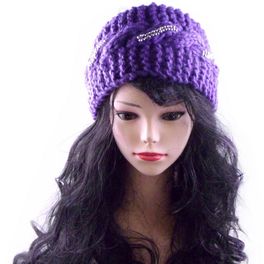 blancho bedding Woolen Headband/Head Warp/Headwear/Hair Accessory with Crystal PURPLE