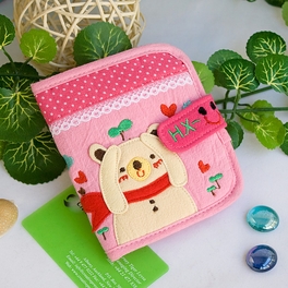 blancho bedding [Yellow Bear] Embroidered Applique Fabric Art Wallet Purse / Card Holder (4.7*3.7)