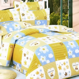 blancho bedding [Yellow Countryside] 100% Cotton 4PC Duvet Cover Set (Full Size)
