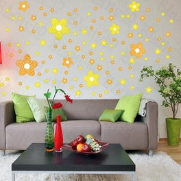 blancho bedding Yellow Floral Design - Large Wall Decals Stickers Appliques Home Decor