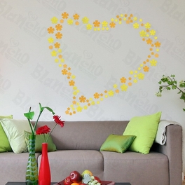blancho bedding Yellow Floral Heart - Large Wall Decals Stickers Appliques Home Decor